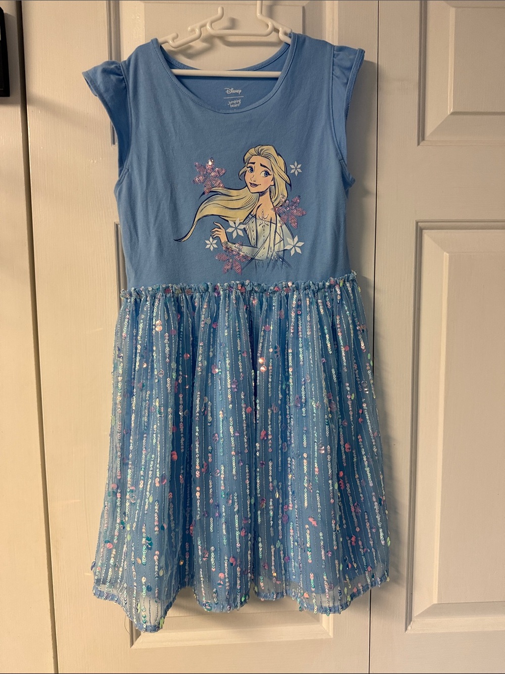 Disney Blue Elsa Graphic Sequin Tulle Dress for Kids